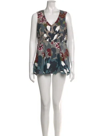 Pre-owned Marni Floral Print Mini Dress In Brown