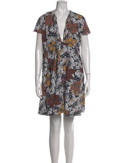 Pre-owned Marni Floral Print Mini Dress In Brown