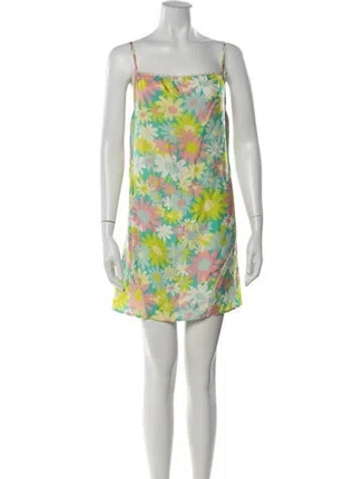 Pre-owned Marni Floral Print Mini Dress In Green