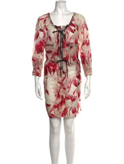Pre-owned Marni Floral Print Mini Dress In Neutrals