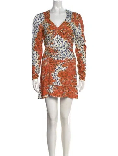Pre-owned Marni Floral Print Mini Dress In Orange