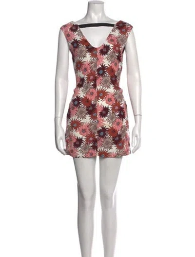 Pre-owned Marni Floral Print Mini Dress In Red