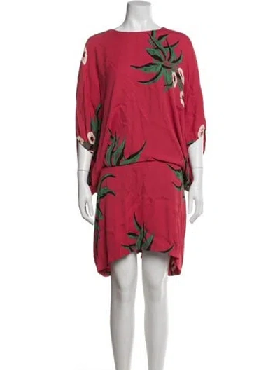Pre-owned Marni Floral Print Mini Dress In Red
