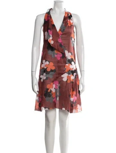 Pre-owned Marni Floral Print Mini Dress In Red