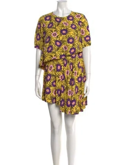 Pre-owned Marni Floral Print Mini Dress In Yellow