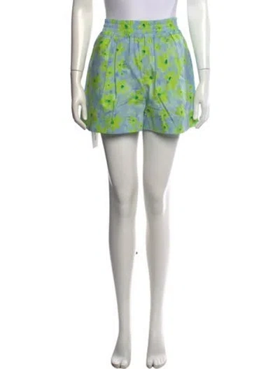 Pre-owned Marni Floral Print Mini Shorts In Blue