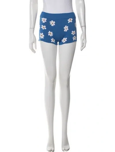 Pre-owned Marni Floral Print Mini Shorts In Blue