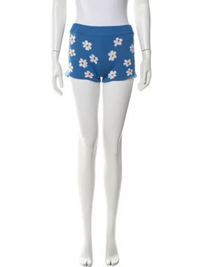 Pre-owned Marni Floral Print Mini Shorts In Blue