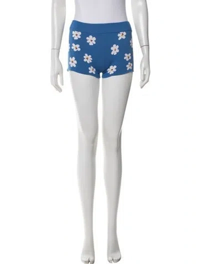 Pre-owned Marni Floral Print Mini Shorts In Blue