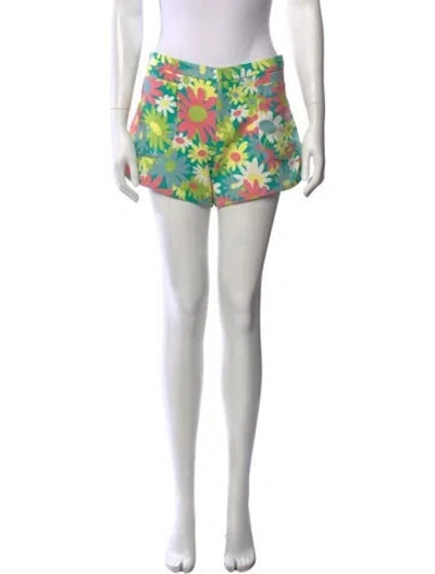 Pre-owned Marni Floral Print Mini Shorts In Green