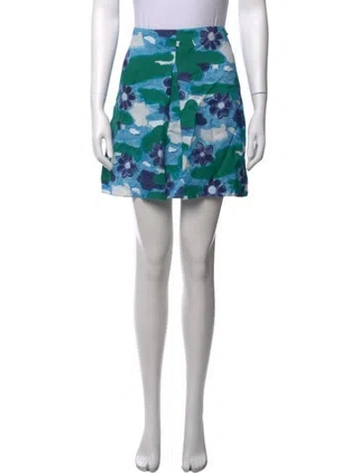 Pre-owned Marni Floral Print Mini Skirt In Blue/green