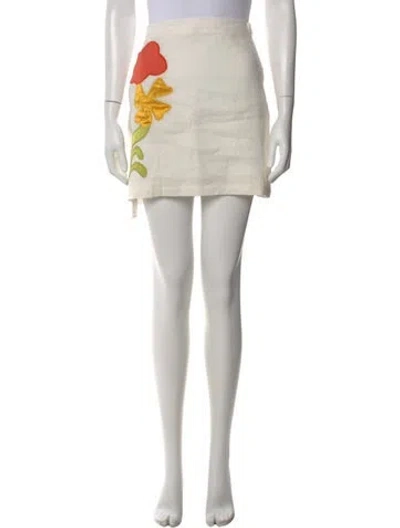 Pre-owned Marni Floral Print Mini Skirt In Neutral