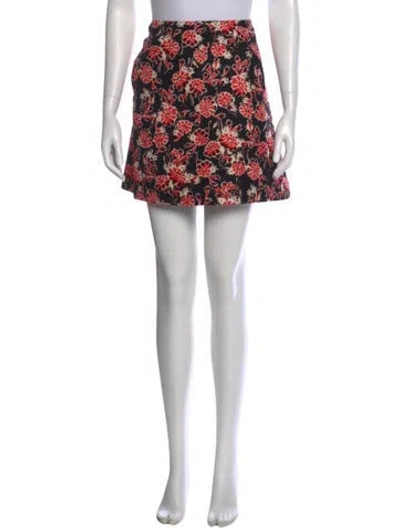Pre-owned Marni Floral Print Mini Skirt In Red