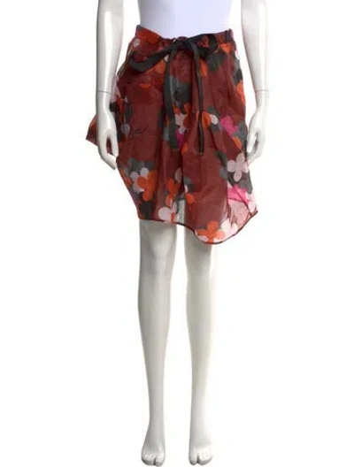 Pre-owned Marni Floral Print Mini Skirt In Red