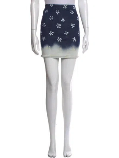Pre-owned Marni Floral Print Mini Skirt W/ Tags In Blue