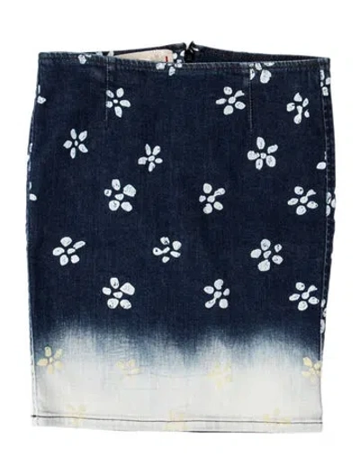Pre-owned Marni Floral Print Mini Skirt W/ Tags In Blue