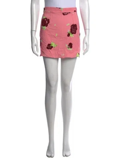 Pre-owned Marni Floral Print Mini Skirt W/ Tags In Pink