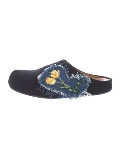 Pre-owned Marni Floral Print Mules In Blue