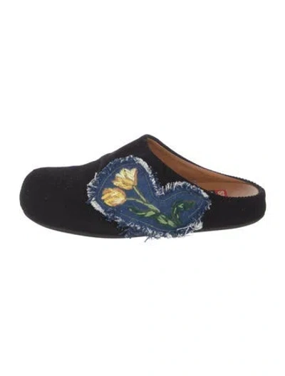 Pre-owned Marni Floral Print Mules In Blue