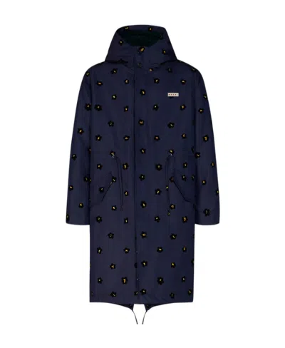 Marni Floral-print Parka In Black