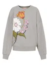 Marni Floral-print Ribbed Sweatshirt In Gray