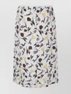 Marni Cream Envers Satin Midi Skirt With Tulips And Hares Print In Multi
