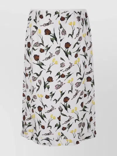 MARNI FLORAL PRINT RUFFLE HEM MIDI SKIRT