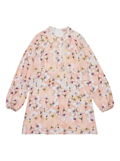 Marni Kids' Floral-print Ruffled Dress In Multi