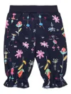 Marni Floral-print Ruffled Trousers In Blue