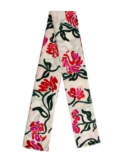 Pre-owned Marni Floral Print Scarf W/ Tags In Neutral
