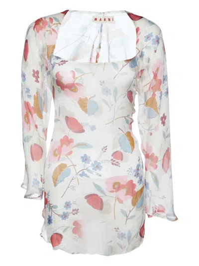 Pre-owned Marni Floral-print Sheer Blouse