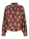 Marni Crop-print Long Sleeve Raglan Shirt In Brown