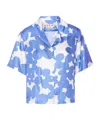Marni Floral Print Cropped Shirt In Blue
