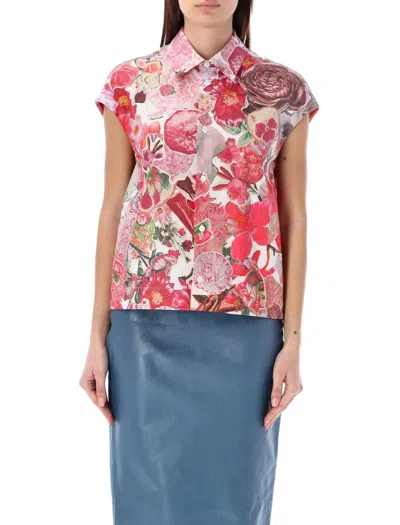 Marni Floral Print Shirt In Pink Clematis
