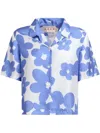 Marni Floral Print Cropped Shirt In Purple