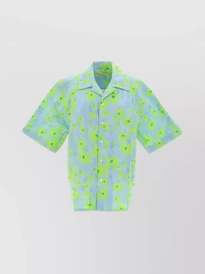 MARNI FLORAL PRINT SHORT SLEEVE SHIRT WITH CHEST POCKET
