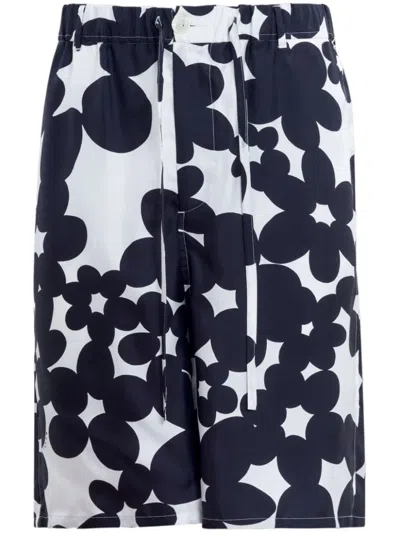 Marni Trousers Floral Print In Black