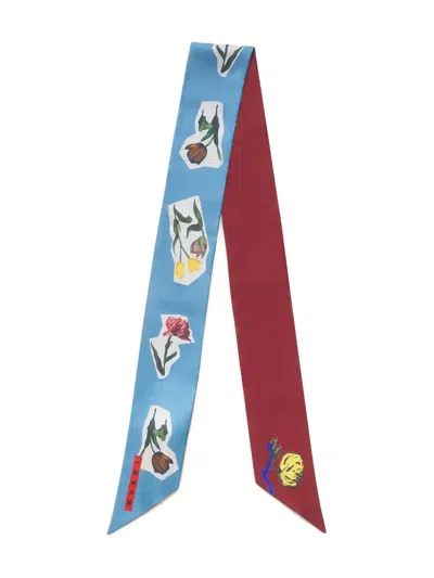 Marni Floral-print Silk Scarf In Black