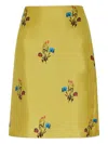 Marni Tulip Print Pleated Silk Twill Midi Skirt In Green