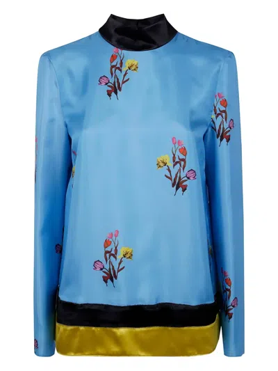MARNI FLORAL-PRINT SILK TOP