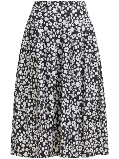 Marni Floral-print Skirt In Black