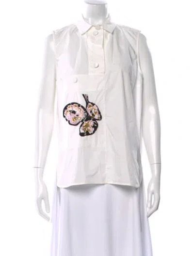 Pre-owned Marni Floral Print Sleeveless Blouse In White