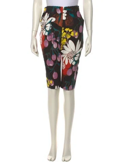 Pre-owned Marni Floral Print Straight Leg Pants In Black