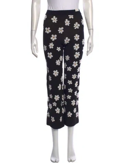 Pre-owned Marni Floral Print Straight Leg Pants In Black