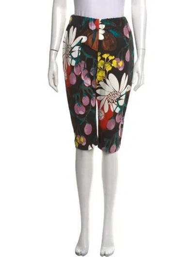 Pre-owned Marni Floral Print Straight Leg Pants In Black