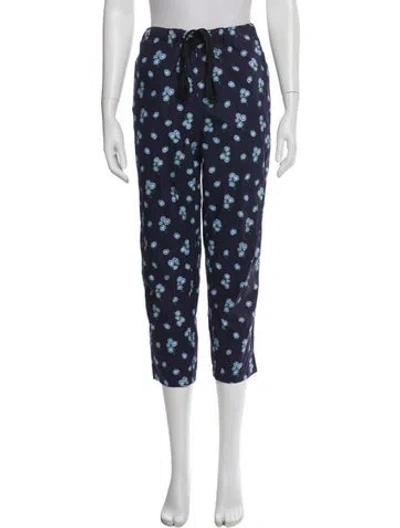 Pre-owned Marni Floral Print Straight Leg Pants In Blue