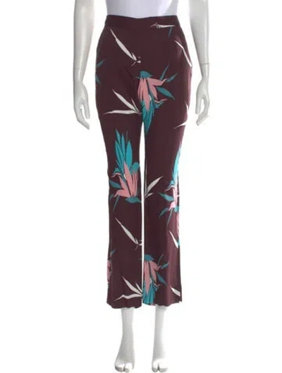 Pre-owned Marni Floral Print Straight Leg Pants In Burgundy