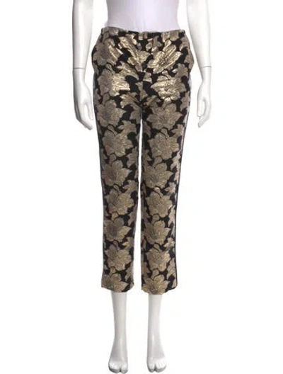 Pre-owned Marni Floral Print Straight Leg Pants In Gold