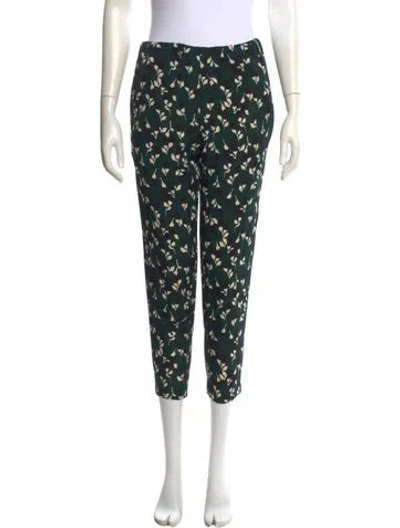 Pre-owned Marni Floral Print Straight Leg Pants In Green