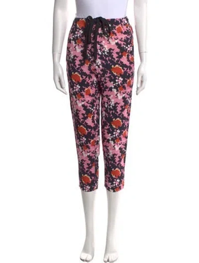 Pre-owned Marni Floral Print Straight Leg Pants W/ Tags In Pink